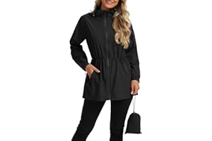 Zando Women Rain Jacket Lightweight Waterproof Packable Hooded Raincoat Outdoor Adjustable Windbreaker with Pockets
