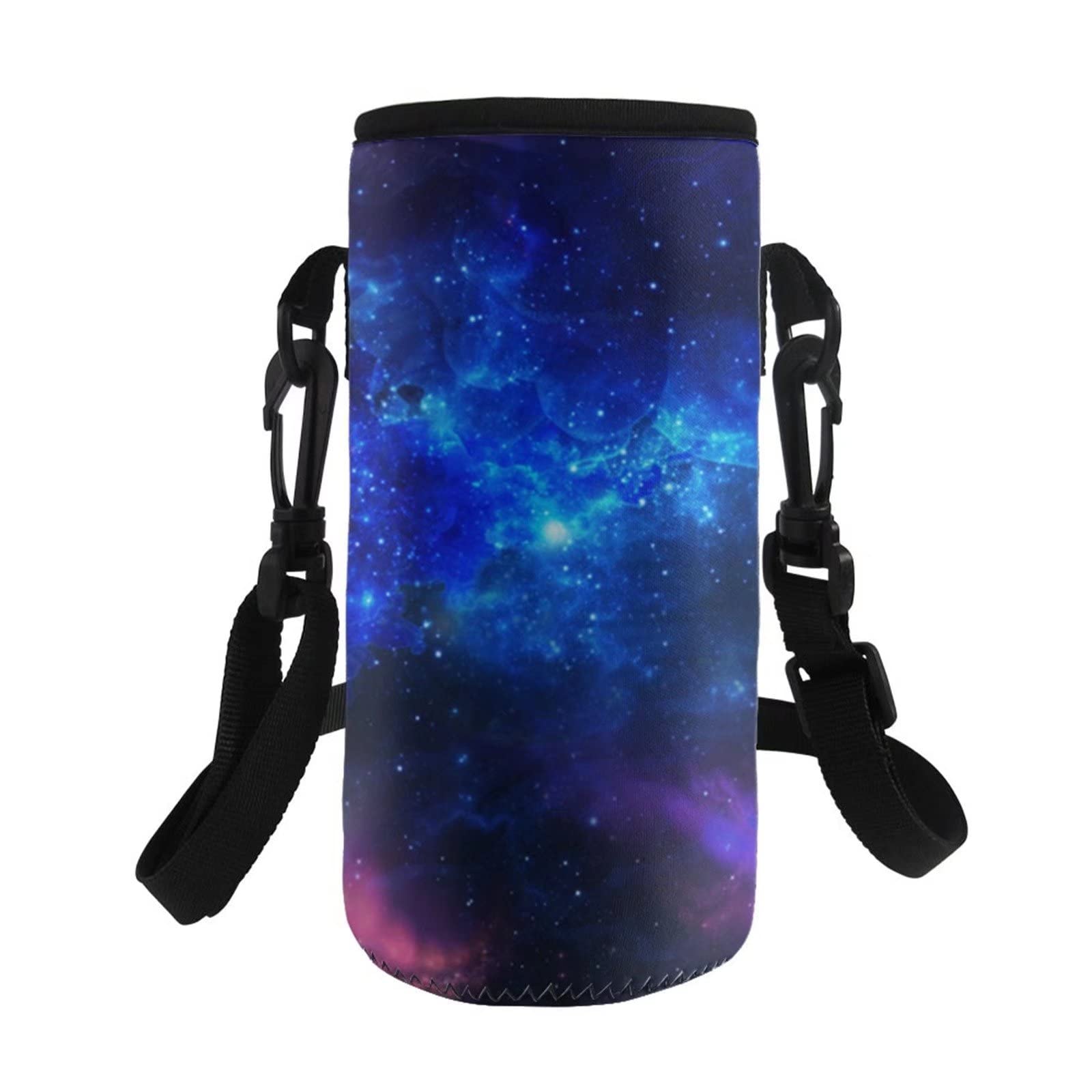 COEQINE Blue Starry Sky Print Water Bottle Carrier Bag Case Insulated Neoprene Water Bottle Holder Pouch with Adjustable Shoulder Strap for Kids Adult,Stainless Steel/Glass/Plastic Bottle