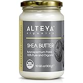 Alteya Organics Pure Shea Butter 10.58fl oz/300g Glass Jar- 100% USDA Certified Organic Pure Shea Butter (Butyrospermum Parkii)