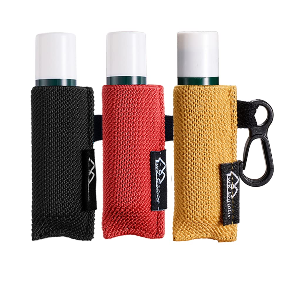 WK IEASON Lip Balm Holder Keychain Single 3pcs Clip on Chapstick Sleeves Holder Pouch Tight-Knit Elastic Lipstick Sleeve (Black/Orange/Yellow)