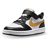 Nike Court Borough Low Recraft Little Kids' Shoes (Black/Black/White/Metallic Gold)