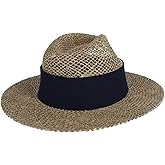 CTM Unisex Twisted Straw Fedora with Shapeable Brim and Hatband