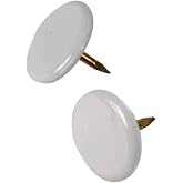 Hillman Thumb Tacks, 5/16in, 40 Pack, White | Bright finish, smooth round head and sharp point for paper mounting, ideal for charts, banners, calendars, and photos