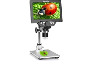 7" LCD Digital Microscope ANNLOV 1200X Maginfication 1080P Coin Microscope with Metal Stand,12MP Ultra-Precise Focusing Video Camera for Kids Adults,8 LED Fill Lights Windows/Mac Compatible