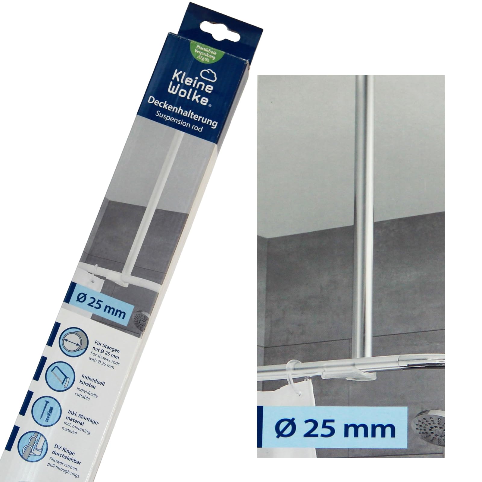 Kleine Wolke Ceiling Rail, Chrome, 60 cm