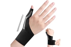 Ultra-Thin Thumb Wrist Brace (1 Pair)- Compression Sleeve for Tendonitis & Carpal Tunnel Relief- Adjustable Stabilizing Strap