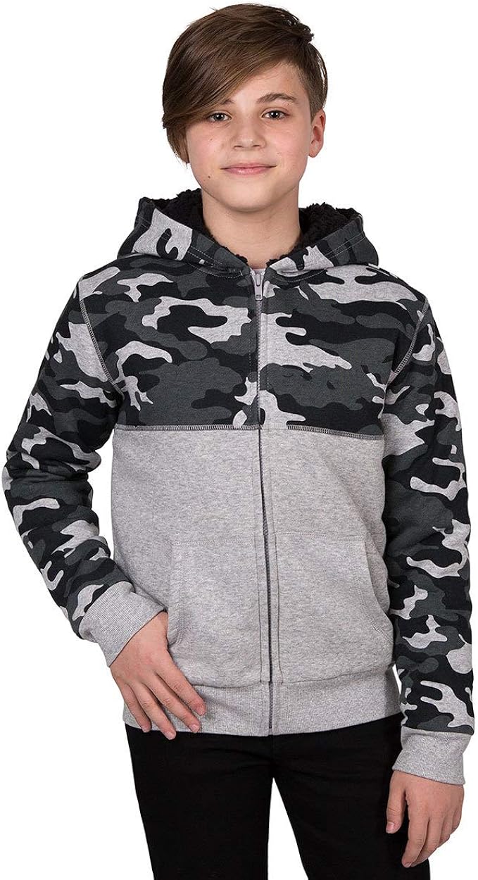 sherpa lined camo hoodie