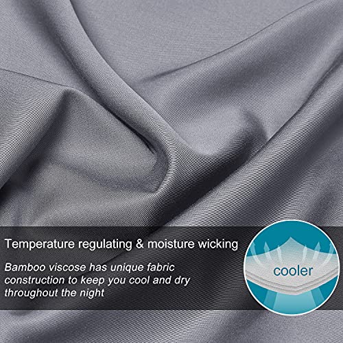 BEDELITE Bamboo Pillow Cases Standard Size Set of 2, Grey Cooling