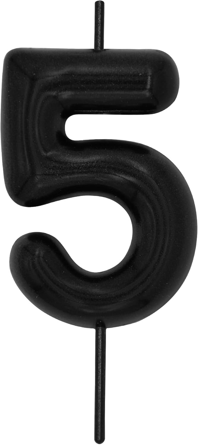 Candles & Holders - DERVENTA Birthday Candles Numbers Black 2.36 inch Party Cake Topper 1 Piece (Number 5 Black)