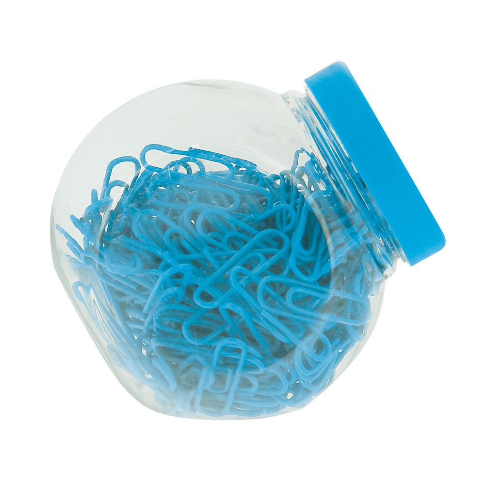 eBuyGB 8 Packs of 27 mm 200 Coloured Plastic Coated Metal Paper Clip in Candy Box, Blue