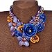 Juicart Women Charm Flower Crystal Statement Necklaces Chunky Chain Choker Collar Pendant (Navy Blue)