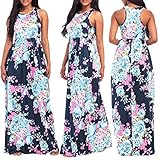 Perman Womens Dress, Summer Sleeveless Floor-Length Loose Plus Size Maxi Casual Beach Dress (XX-Large, Dark Blue)