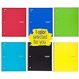 Five Star Spiral Notebook, 1 Subject, Graph Ruled Paper, 100 Sheets, 11" x 8-1/2", Color Selected For You (06190)