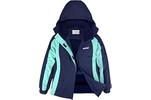 YINGJIELIDE Girl's Waterproof Ski Jacket,Kids Outdoor Snowboarding windproof Jacket,Fleece Lined Hooded,Warm Winter Snow Coat