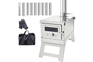 OZHOMY Camping Wood Stove Ultraligh with 2.8M Chimney – Collapsible Portable Hot Tent Stove for Winter Backpacking, Hunting, 