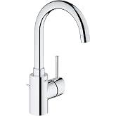 GROHE 32138002 Concetto Single-Handle Bathroom Faucet, Starlight Chrome | Bathroom Sink Faucet: Single Hole Vanity Faucet,Water-Saving, Drip Free SilkMove Ceramic Valve,Metal Lift Rod Drain|32138002