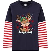 Boys Girls Christmas Shirt Toddler Funny Xmas Chicken Red Stripe Sleeve Tshirt Tops Holiday Outfit 2-7T