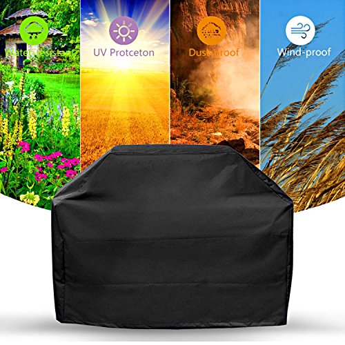 BBQ Grill Cover (57 Inch) Wenscha Waterproof Durable Barbecue Gas Cover UV Resistant Material Polyester Black