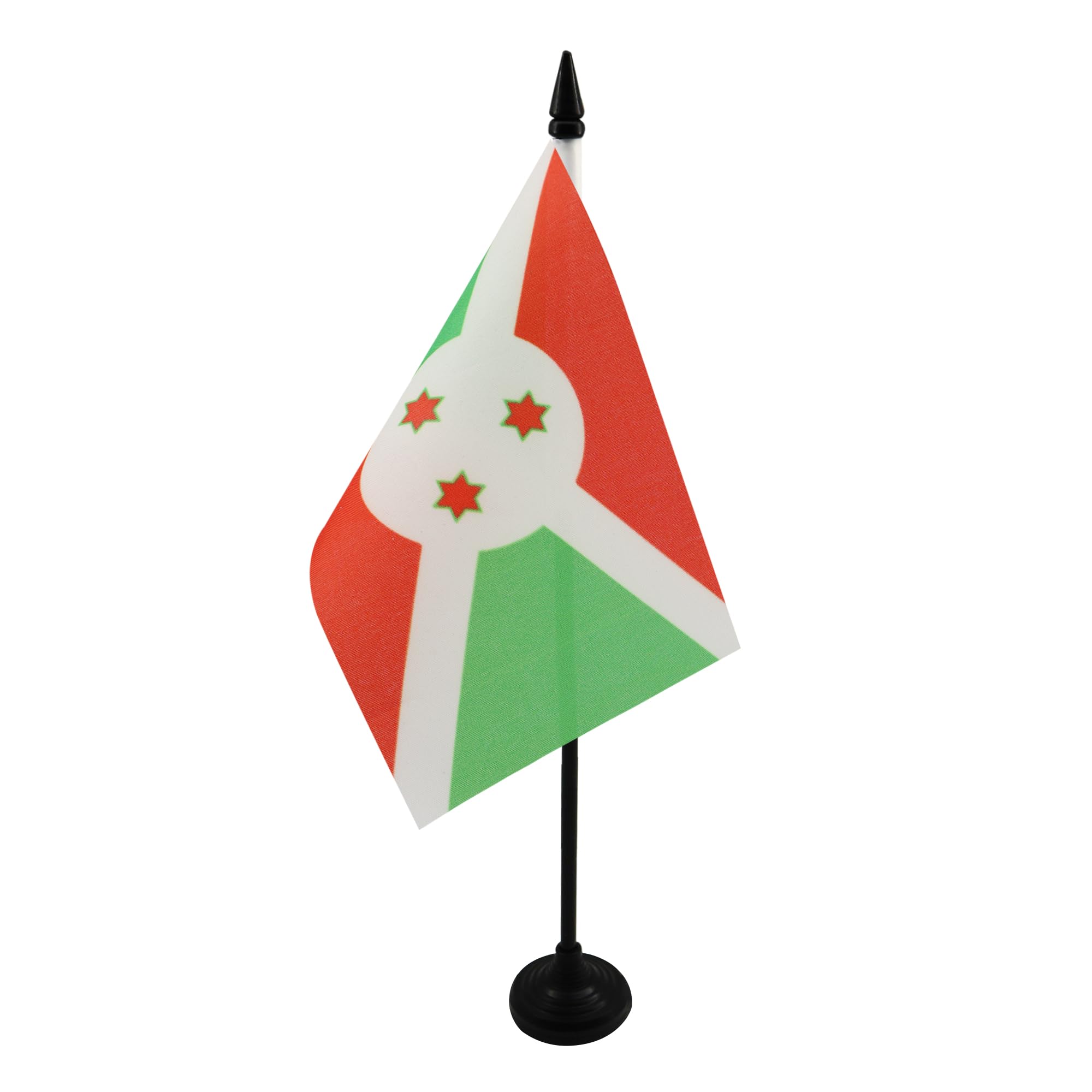 AZ FLAG - Burundi Table Flag 4'' x 6'' - Burundian Office Mini Banner 100% Polyester 15 x 10 cm - Mini Desk Flag with 10'' Pole and Black Plastic Base — image 1