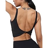 LUYAA Womens Workout Sports Bras Backless Padded Yoga Tank Tops Crop Twist Low Back Cami Bra for Gym