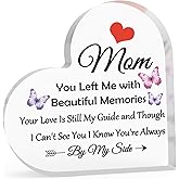 Memorial Gift for Loss of Mother In Memory of Mom Heart Shaped Acrylic Decor Remembrance Gift for Loss of Mom Bereavement Gift for Women Men Acrylic Sign Gift Daughter Son Inspirational Gift