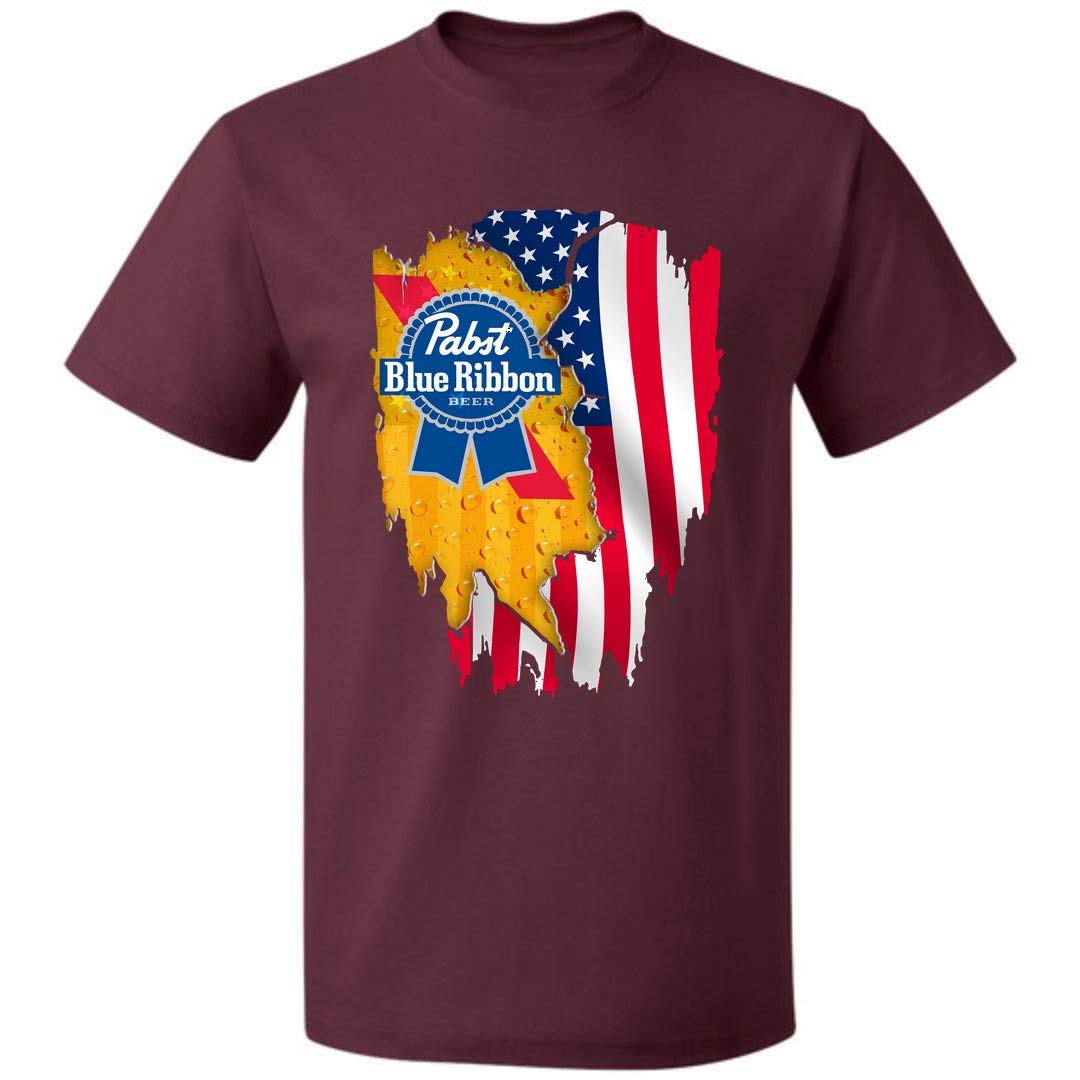 Pabst Blue Ribbon American Flag Beer 4th Of July Unisex T Shirt For S Up To 5