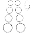 LOYALLOOK 8Pcs G23 Titanium Hinged Clicker Segment Nose Rings Hoop Septum Nose Lip Ring Hoop for Women Men Helix Cartilage Daith Tragus Sleeper Earrings Body Piercing Improved 16G