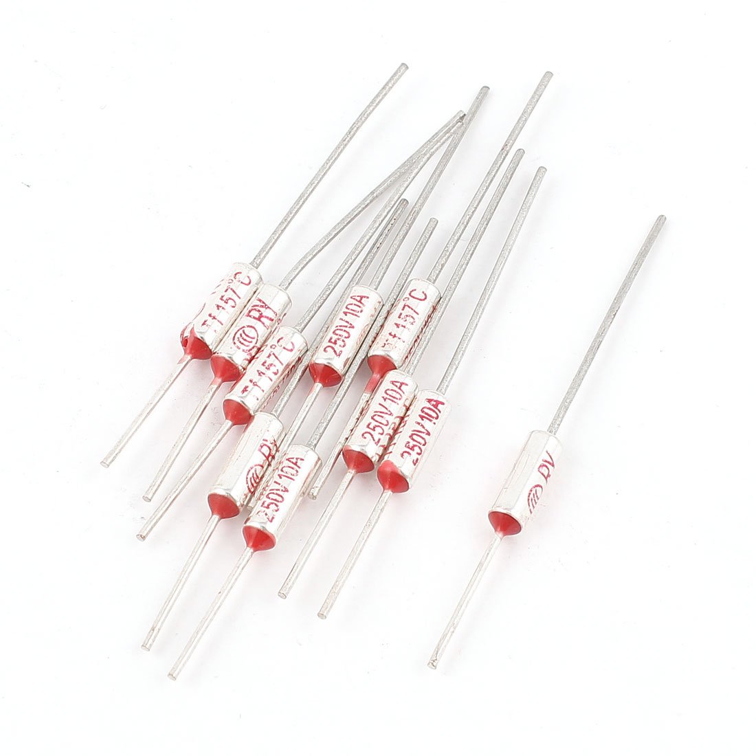 Sourcingmap 10 Pcs RY TF 157 Celsius Degree Cutoff Thermal Fuse AC 250V 10A