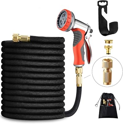 LUFENG 150FT Expandable Garden Hose with 9-Function Nozzle & Brass Fittings