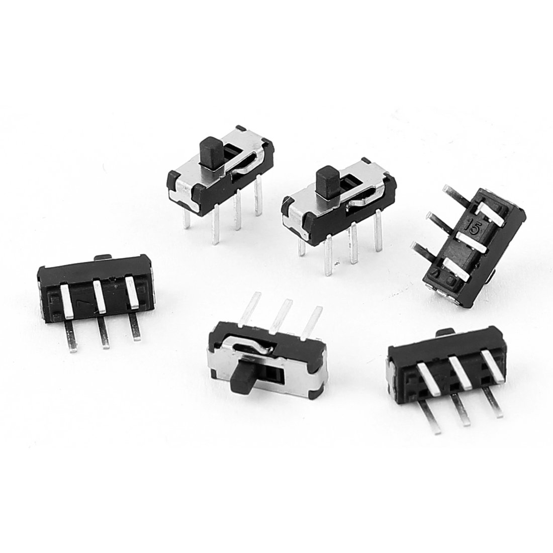 Sourcingmap 6 Pcs 2 Position DPDT 2P2T 6 Pin PCB Panel Mini Vertical Slide Switch
