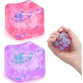 Gretex Fidget Toy for All Ages, 2 Pack Sensory Fidget Cube Stress Ball | Squishies Cube Stress Relief Toys for Kids, Teens and Adults Party Favors, Birthday Gift for Kids Age 3+, Purple Pink