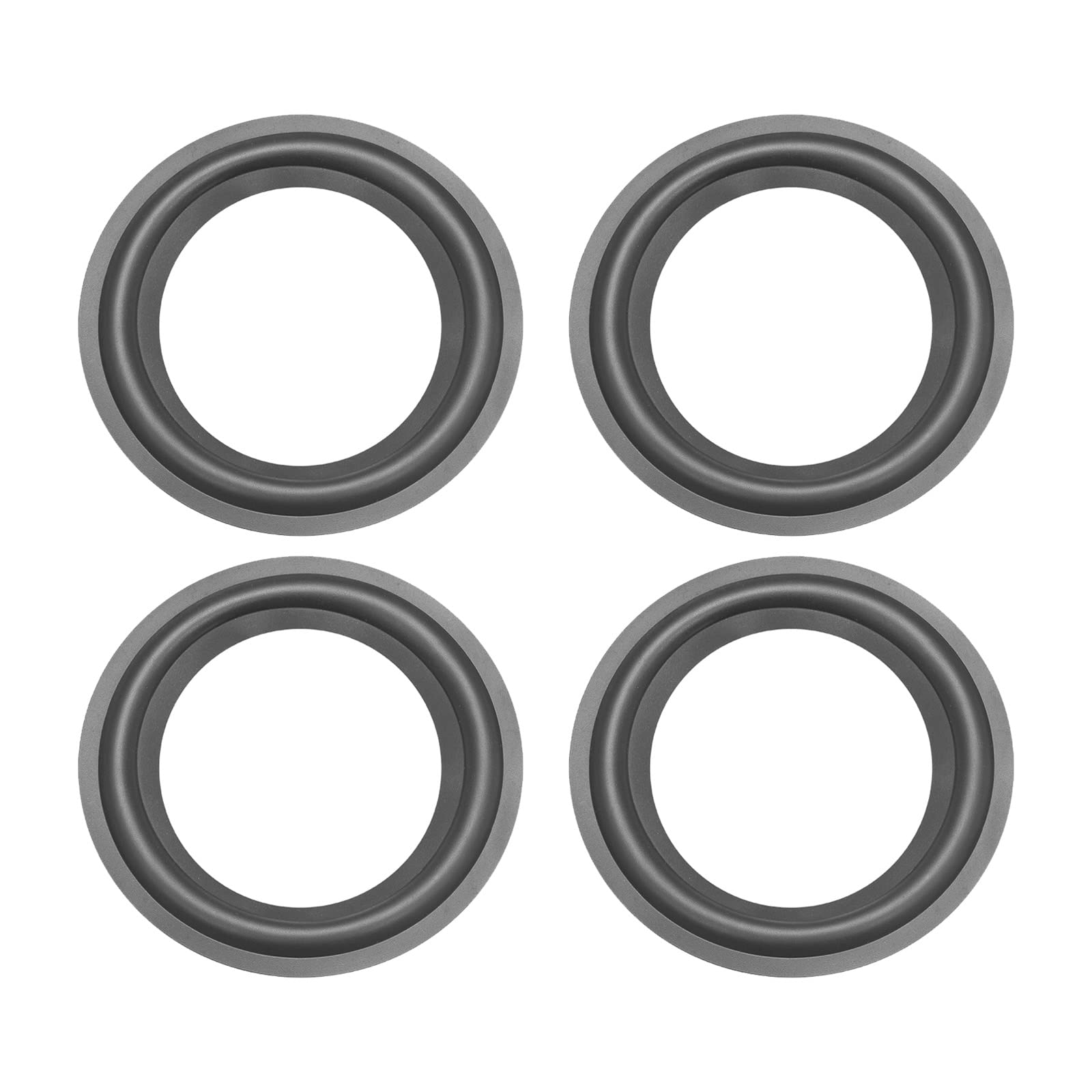 Rebower Speaker Foam Edge Surround Rings Rubber Perforated Subwoofer Rings Replacement Parts [for Repair or DIY Speaker Decoration] - 5.6" / Black / 4Pack