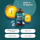 WeightWorld Iodine Tablets 400mcg Potassium Iodide 365 Vegan, 1 Year view 2