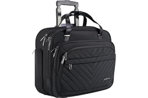 VANKEAN Rolling Laptop Bag Women Men with Wheels, Fits Up to 15.6 Inch, Water Repellent, Overnight, RFID Pockets, Black