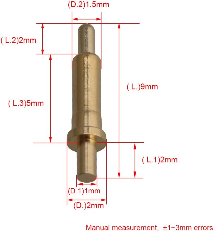 Mxfans Gold-plated 9mm Long 2.0mm Pin Head Copper Thimble Probes Spring Pin Pack of 100, Small - Image 5