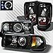 Xtune For 1994-2001 Dodge Ram 1500, 1994-2002 Ram 2500/3500 Black Halo LED Projector Headlights + Tail Lights Set Pair 1995 96