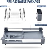 KINGRACK Expandable Dish Drainer Rack Foldable With Removable Cutlery Holder view 6
