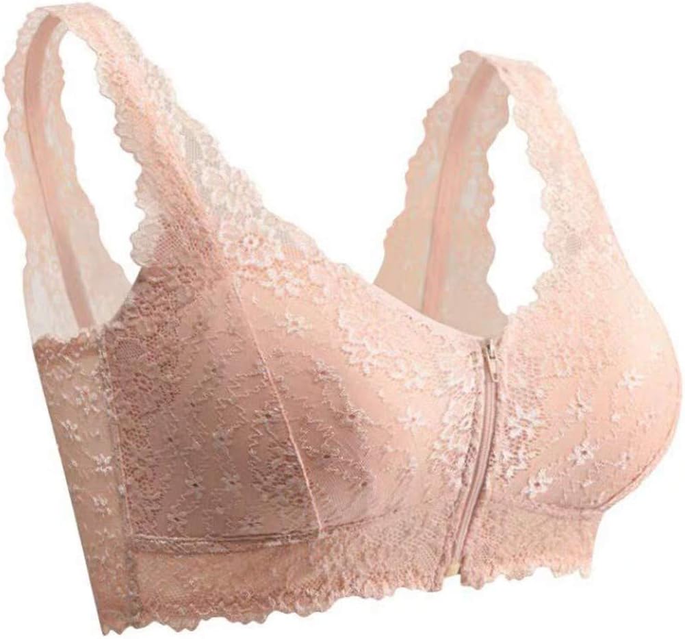 Daopwlkom Women's Zip Front Everyday Bra Wireless Lace Bra Active Sports Bras Beauty Back Underwear