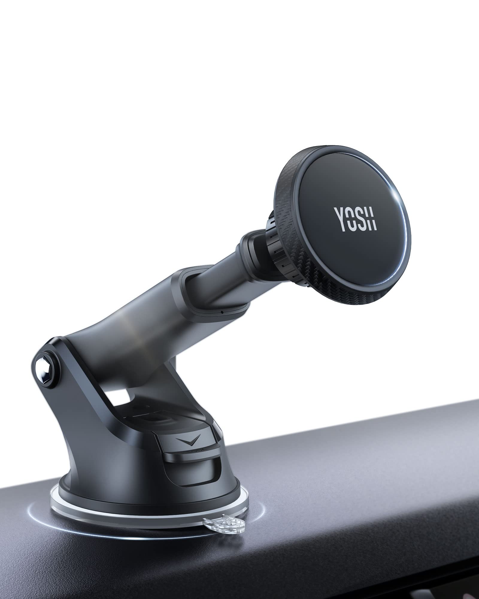 YOSH Magnetic Phone Holder for Dashboard & Windscreen, Adjustable Car Phone Holder with 6 Strong Magnets & Washable Suction Cup, Phone Mount for iPhone 17 Pro Max 16 15 Samsung