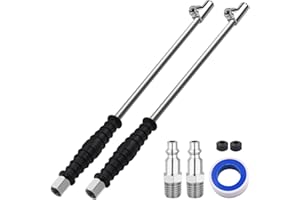 SAFELIFE 16-1/4" Extended Dual Head Air Chuck, 2-Way Connection 1/4" FNPT Straight Foot Lock On Tire Inflate Chuck, Tire Chuck w/Quick Plug, Air Compressor Fill Kit for Truck RV Semi Dually Tires