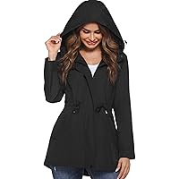 HOTLOOX Women's Lightweight Raincoat Hooded Waterproof Active Outdoor Rain Jacket with Pockets Windbreaker S-XXL