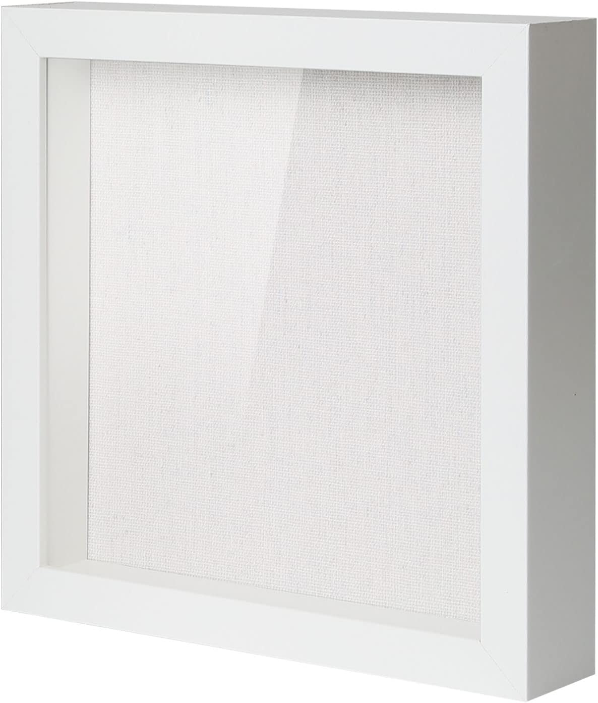 Photo Albums, Frames & Accessories - Muzilife 8x8 Shadow Box Picture Frame with Linen Board - Deep Wood & Glass Display Case Ready to Hang Memory Box Baby Sports Memorabilia, Pins, Awards, Medals, Wedding, Tickets and Photos (White)