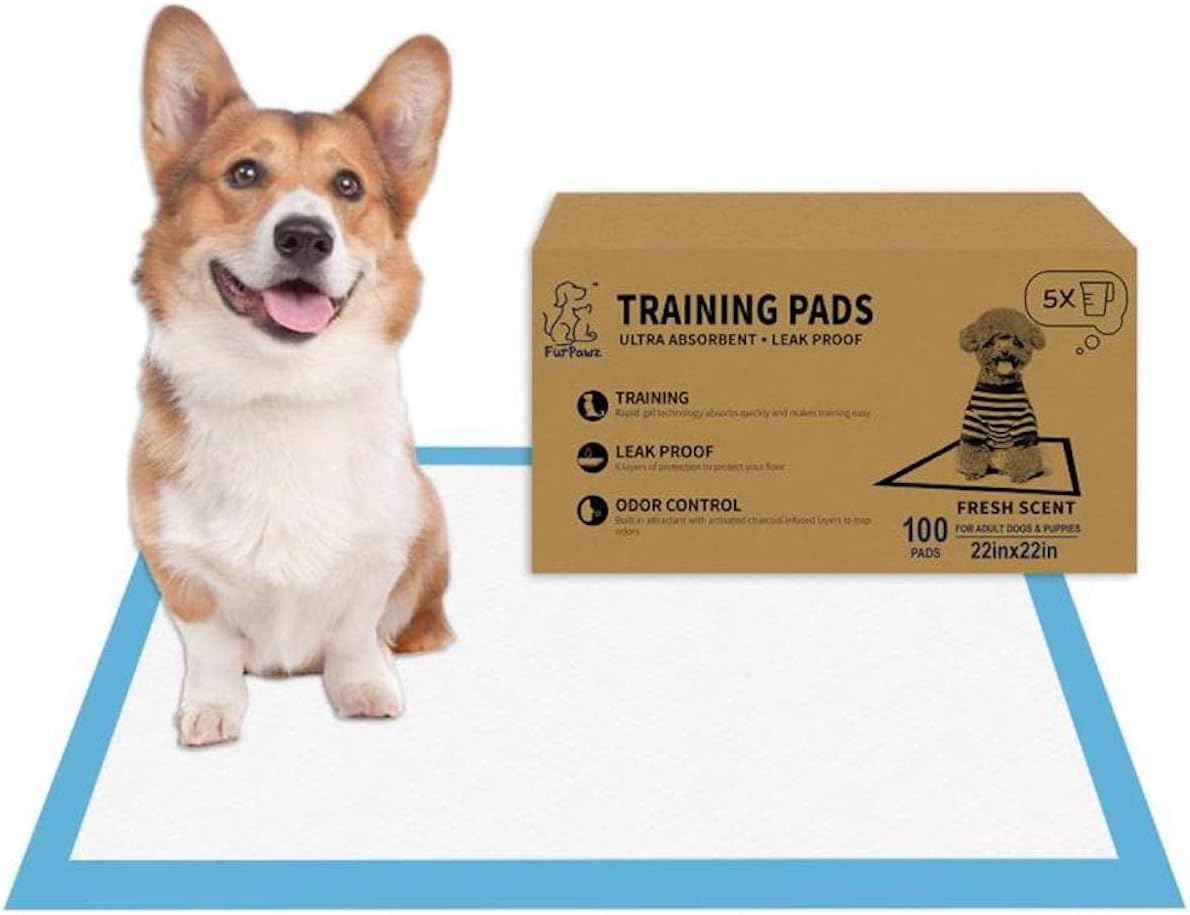 furpawz Fresh Scent Puppy Dog Pet Training Pads, 6-Layer Protection, (100 Count- 22"x22") : Pet Supplies