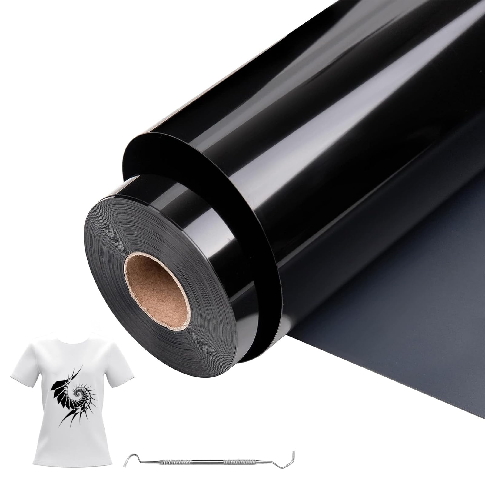 MeYuxg Plotter Film Textile Black – 30.5 cm x 10 m Plotter Film for Textile, Heat Transfer Vinyl for Cricut & Cameo – Easy to Cut & Webbing for Flex Film Plotter Textile Design (Black)