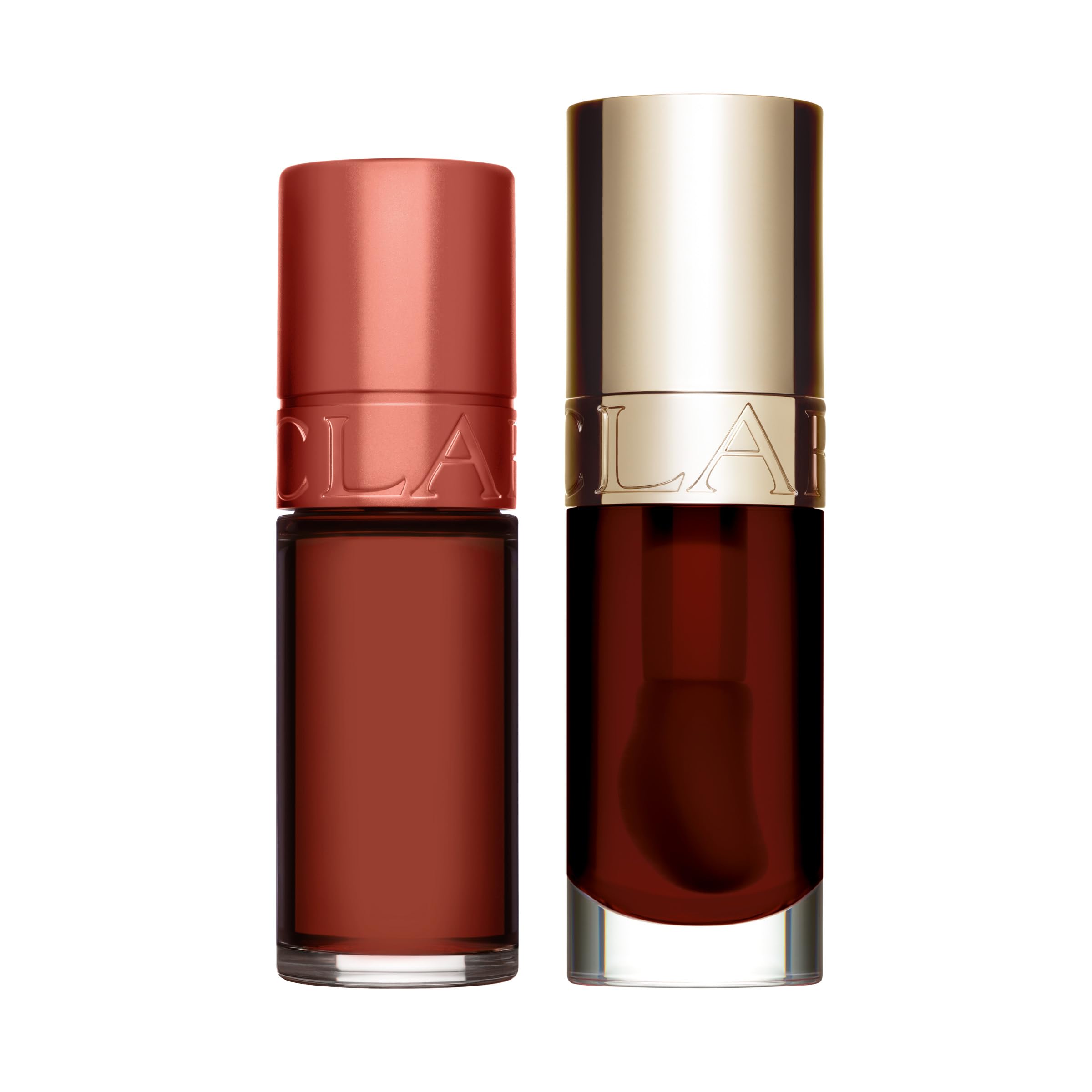 Clarins Water Lip Stain, 13 Nude Water and Lip Oil, 09 Chocolate Bundle | Buildable, Matte Finish Lip Stain | Sheer, High Shine Finish Lip Oil Image