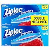 Ziploc Freezer Bags, Easy Open Tabs, Gallon, 60 Count, Pack of 2 (120 Total Bags)