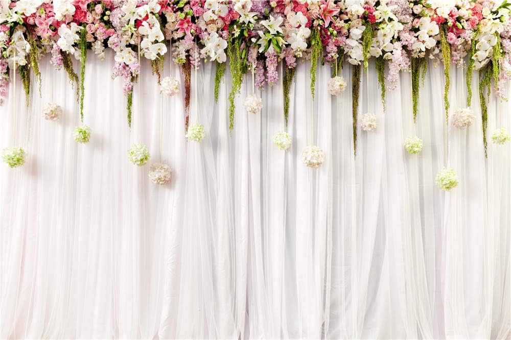 Waw 10x6 5ft Flower Wall Background Backdrop White Curtain Backdrops Wedding Party Photo Booth Backdrop Microfiber