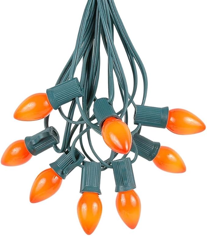 Novelty Lights C7 Orange Ceramic Christmas Lights Set