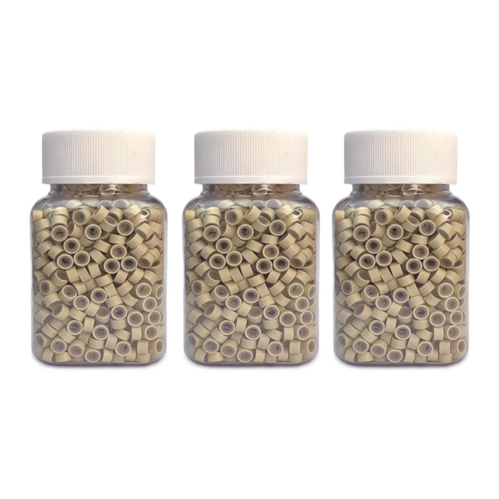 Photo 1 of 1500Pcs Silicone Beads for Hair Extensions, 5mm Silicone Lined Beads Microlink Rings Hair Extensions Tool (Blonde, 5mm)