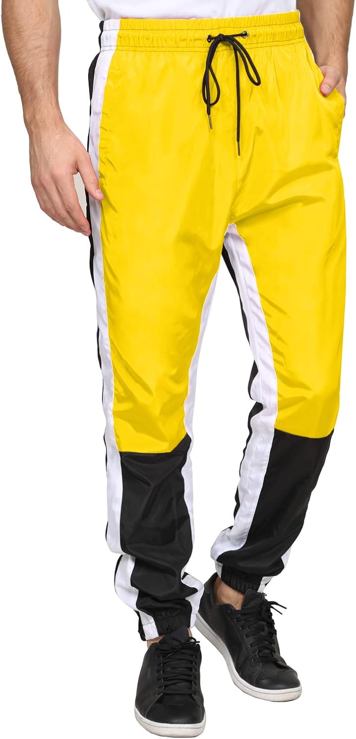 men's fashion colorblock striped casual pants